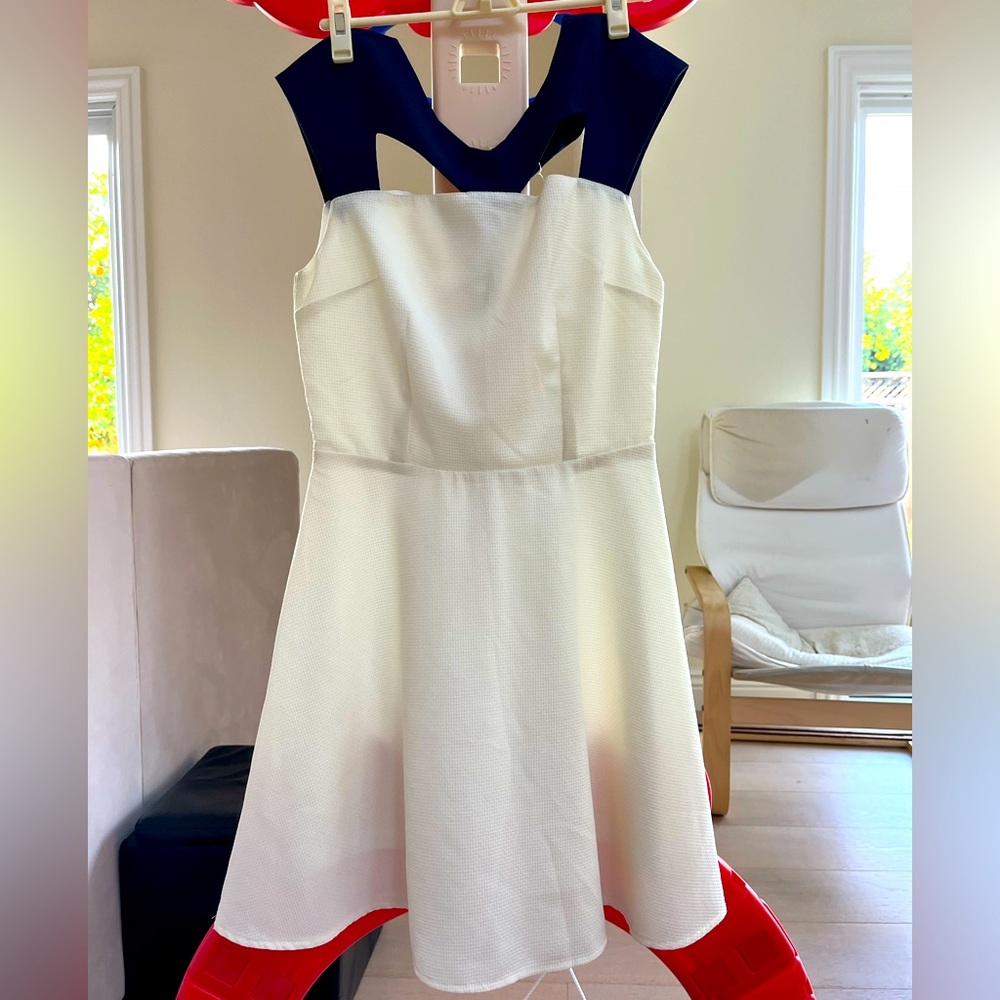 Cutout navy and white dress